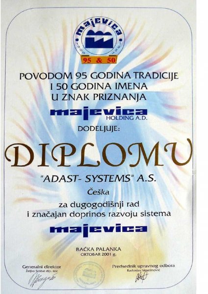 Diploma for long-term cooperation